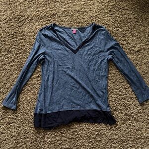 Vince Camuto Dark Blue V-Neck Top